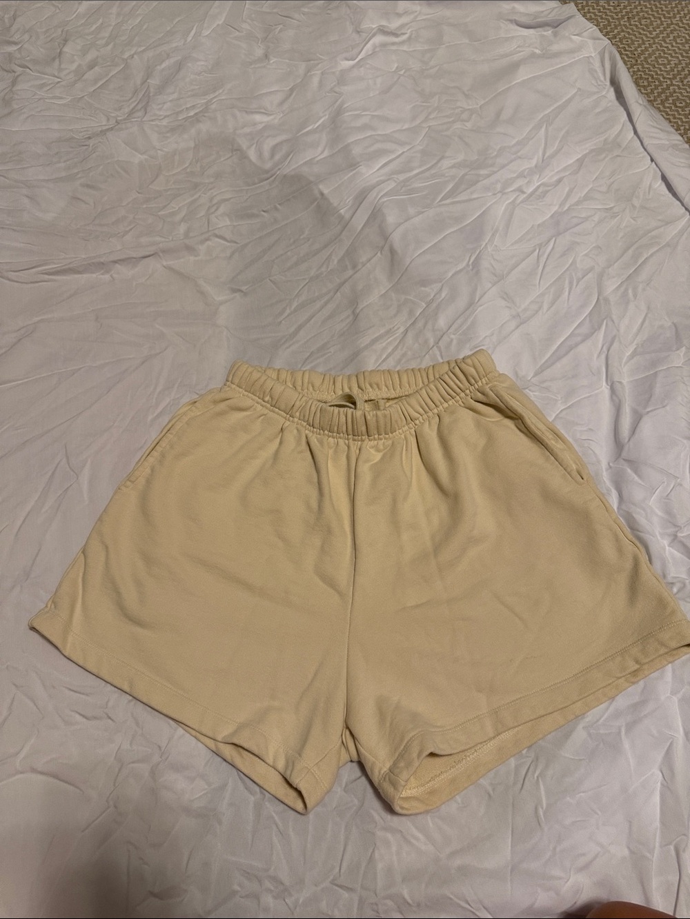 Daily Drills Light Cream Athletic Shorts with Elastic Waist